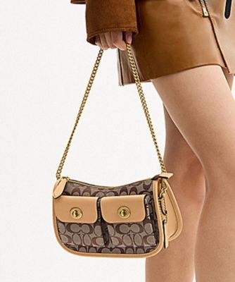 ＜COACH＞ツイン　ターンロック　ウェイバリー　バッグ・シグネチャー　ジャカード